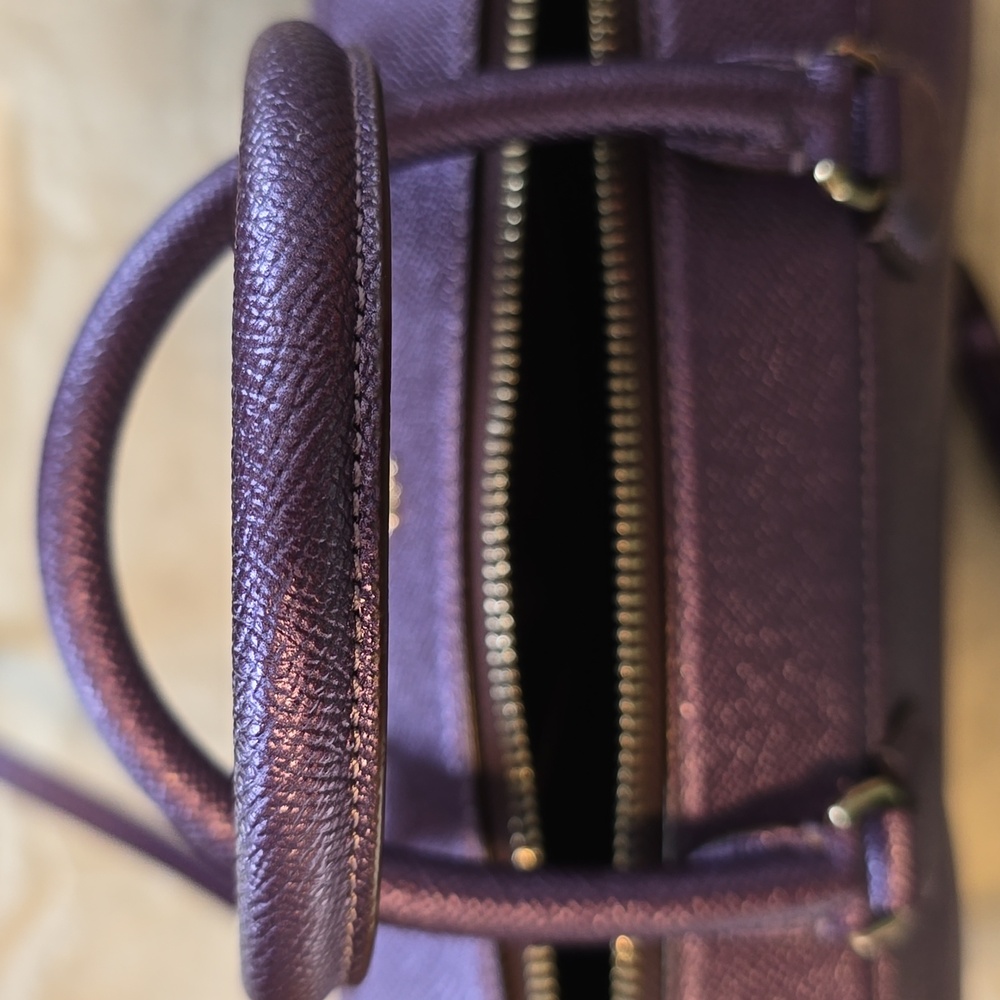 Coach Bennett Satchel Crossbody Purse Metallic Purple - Picture 9 of 12